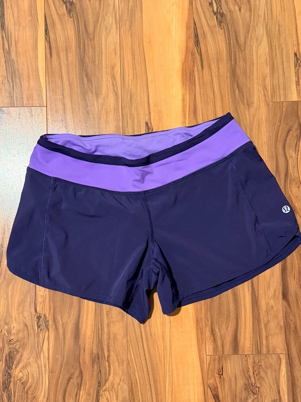 lululemon athletica Navy Shorts with Purple Waistband